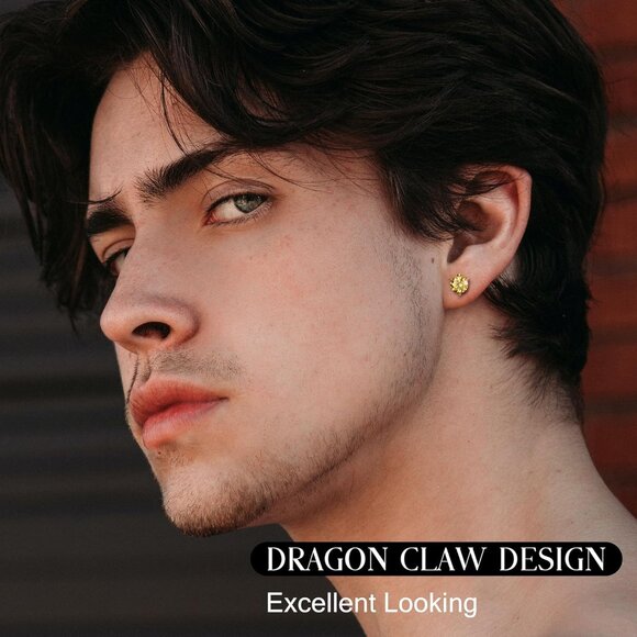 Moissanite Earrings Studs Sterling Silver Gold Plated Hypoallergenic for Women M - Picture 4 of 6